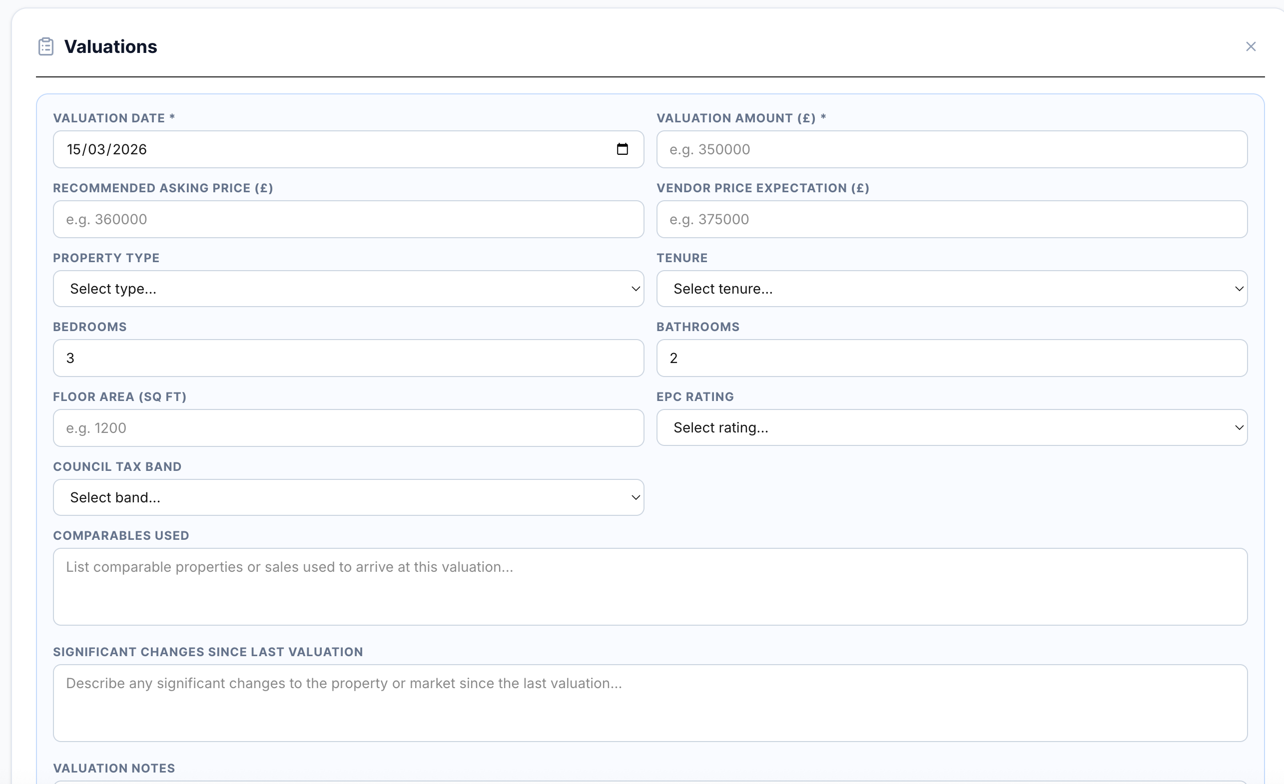 Valuation management