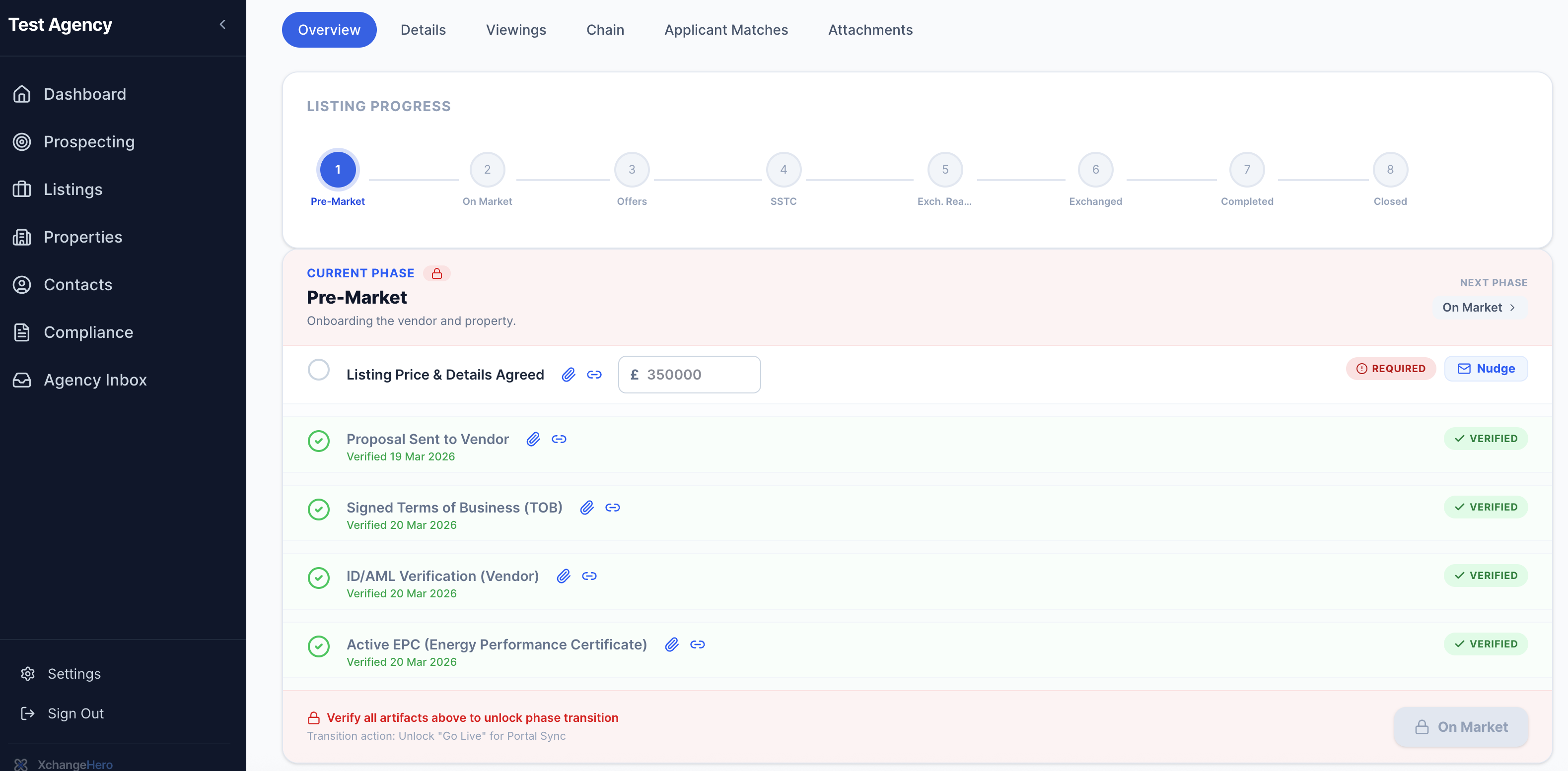 Pre-Market listing with ID/AML and EPC verified by AI from incoming emails
